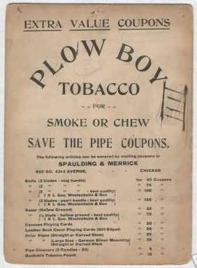 1910 Plow Boy Cabinet Coupon Back